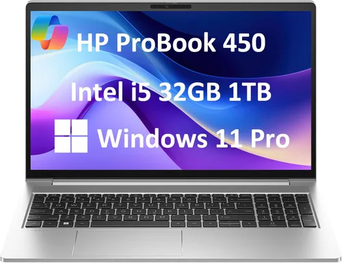 Vista 10 de HP ProBook 450 G10 portátil de negocios (15.6" FHD antirreflejos, Intel de 10 núcleos i5-1334U, 16 GB RAM, 512 GB SSD, (supera al i7-1255U)) Teclado