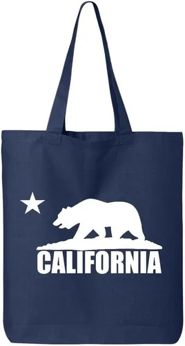 Vista 6 de shop4ever Cali White Bear Cotton Tote California Bolsa de compras reutilizable Eco