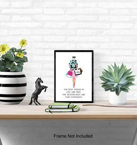 Vista 5 de Glam - Póster decorativo de pared con cita de lujo, diseño de moda de alta costura, regalo de 8 x 10 pulgadas para mujeres, baño, habitación