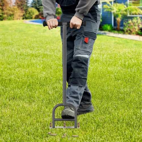 Vista 6 de Dolibest – Aireador de césped con núcleo de 3 agujeros, herramienta de aireación manual de césped con empuñadura de goma suave, herramienta