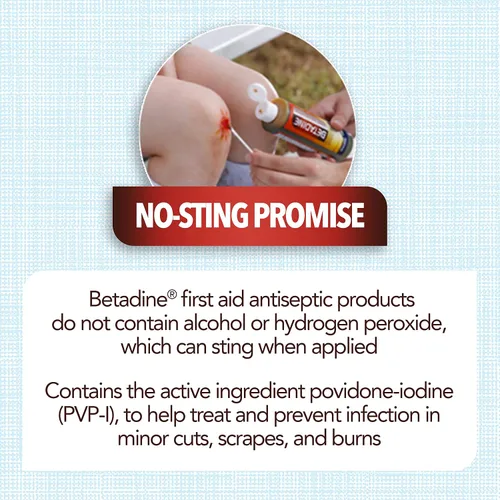 Vista 4 de Betadine - Solución antiséptica de primeros auxilios, povidona yodada 10%, protección contra infecciones, mata gérmenes en cortes, raspaduras