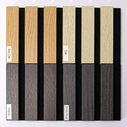 Vista 3 de AMZDEPOT Panel de pared de listones de madera, paquete de 4 paneles de madera para pared, paneles de pared insonorizados 3D, paneles acústicos