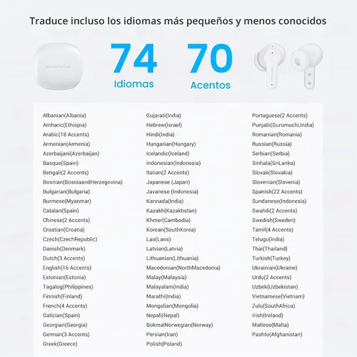 Vista 3 de ANFIER Auriculares de traducción M3 AI en tiempo real, dispositivo de traductor de idiomas en 144 idiomas, 3 en 1 sin conexión de dos vías