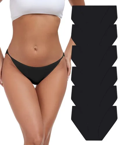 Vista 19 de ANLIQI Ropa interior de bikini de corte alto para mujer, suave, modal, de tiro bajo, no se ve, tallas grandes, paquete múltiple