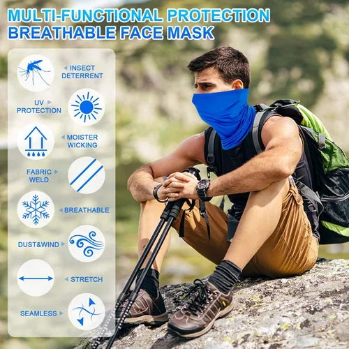Vista 3 de Paquete de 4 cubrebocas con polaina para el cuello: pasamontañas, bandana y máscara de cocodrilo, diadema, bufanda, máscaras para hombres y mujeres