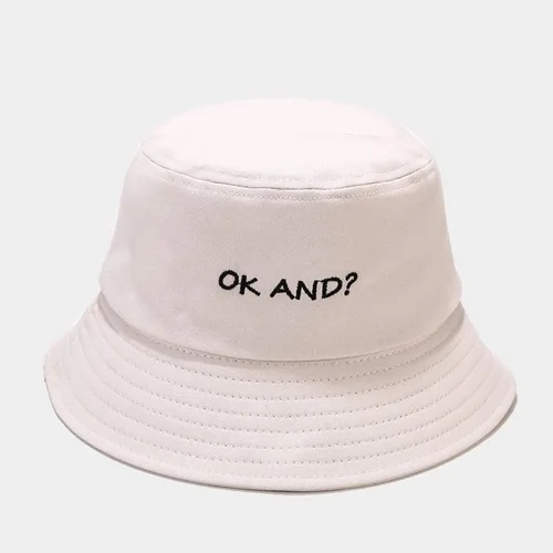 Vista 2 de Sombrero unisex bordado con letras bordadas, sombrero de pescador plegable para mujeres, hombres, adolescentes, protección solar para la playa
