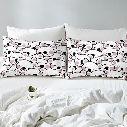 Vista 5 de Feelyou Juego de ropa de cama de koala para niños y niñas, funda de edredón con estampado de koala de dibujos animados, funda de edredón