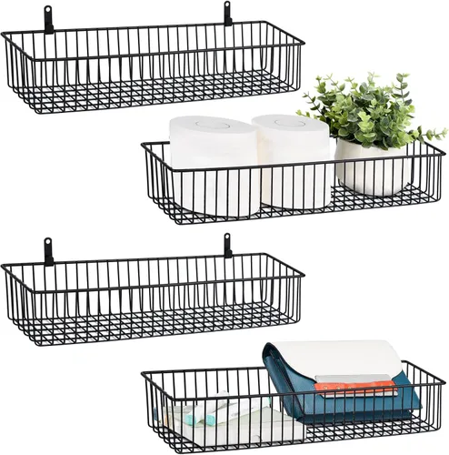 Vista 11 de Farmhouse Decor - Canasta organizadora de alambre de metal (1 unidad), almacenamiento de papel higiénico, organización y almacenamiento para baño