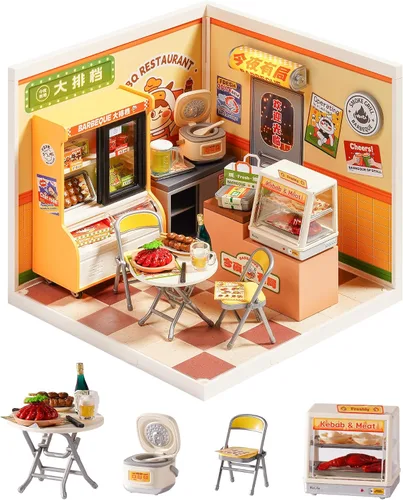 Vista 9 de Rolife Super Creator Series, kit de casa de muñecas DIY Mini Hong Kong Bites Café, construye escenario para figuras de acción coleccionables