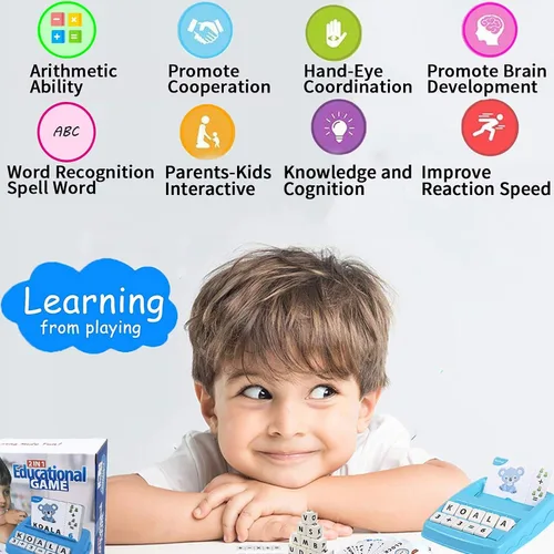 Vista 4 de Juguetes educativos de aprendizaje 2 en 1, juegos de letras y números a juego para niños y niñas, reconocimiento de palabras a la vista, tarjetas