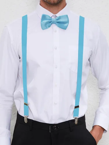 Vista 78 de habibee Color sólido para hombre en forma de Y con clips fuertes tirantes ajustables