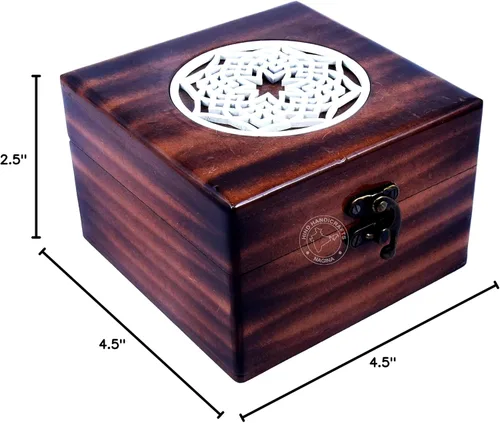 Vista 29 de Urna de madera antigua hecha a mano con grabado del árbol de la vida tallada a mano para mujeres y hombres, joyas Acentos de decoración del hogar