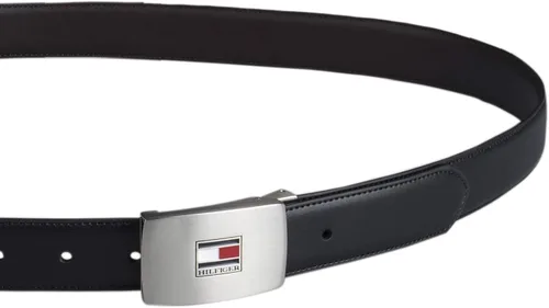 Vista 6 de Tommy Hilfiger Men's Leather with Two Buckles Boxed Belt Set, Black