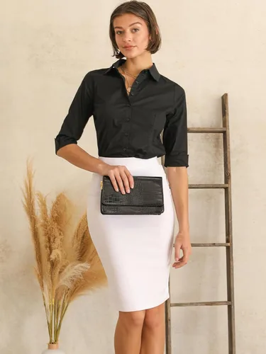 Vista 3 de Design by Olivia Camisas de vestir con botones elásticos de manga 3/4 para mujer