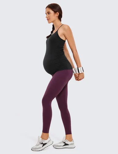 Vista 4 de CRZ YOGA Butterluxe - Camiseta sin mangas de maternidad con espalda en Y para mujer, fruncida, básica, sin mangas, atlética, para yoga