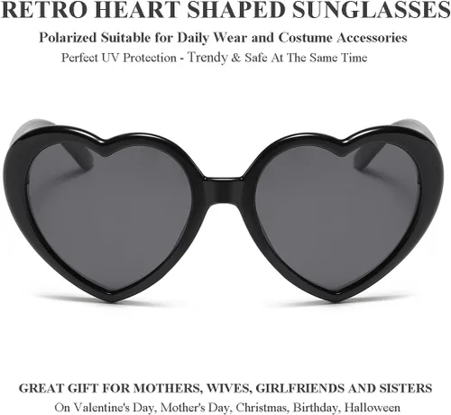 Vista 2 de Gleyemor Gafas de sol polarizadas en forma de corazón para mujer, gafas de moda, accesorios de moda