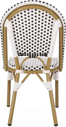 Vista 8 de Christopher Knight Home Philomena - Silla francesa para exteriores (juego de 4), color negro + blanco + acabado de bambú Negro + blanco + acabado