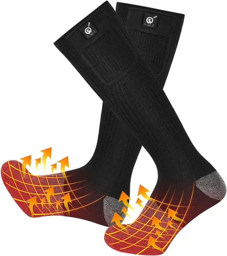 Vista 13 de SNOW DEER Calcetines calefactables, calentador de pies eléctrico con batería recargable para hombres y mujeres, invierno, esquí, caza, camping