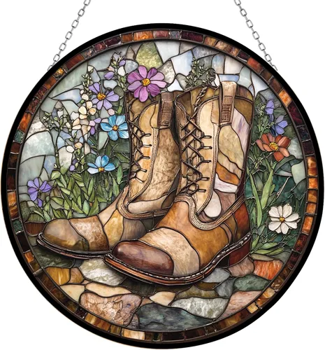Vista 20 de Guante de béisbol bohemio para el día del padre, picnic, vitral, atrapasoles para colgar en la ventana, adornos de Navidad góticos de dragón