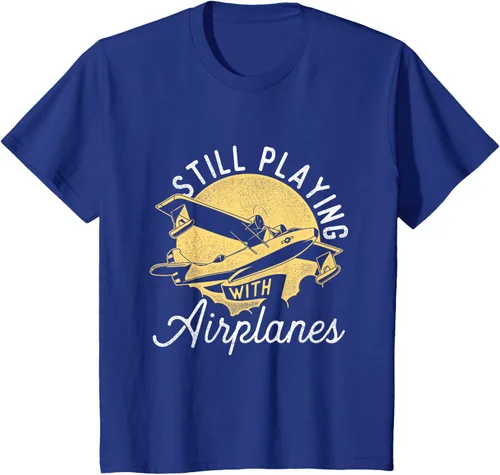 Vista 52 de Still Playing With Airplanes - Camiseta de control remoto RC Avión Piloto, Negro