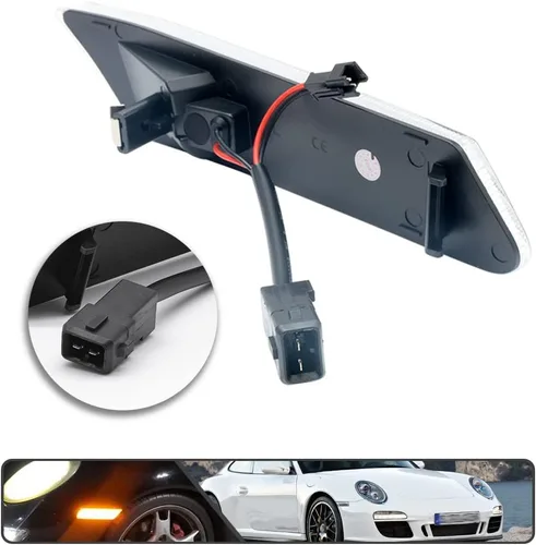 Vista 3 de 2 piezas de kit de luces de señal de giro laterales LED dinámicas secuenciales intermitentes para Porsche Carrera 2005-2013 para Boxster 987