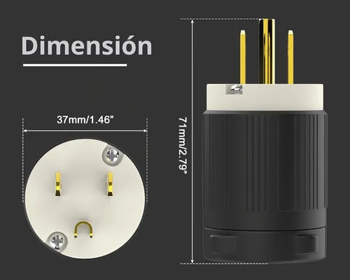 Vista 10 de Cable de extensión NEMA 5-15P con certificación UL para reparación de extremos de repuesto macho de 15 amperios, 110, 120, 125 voltios, 3 puntas, 2