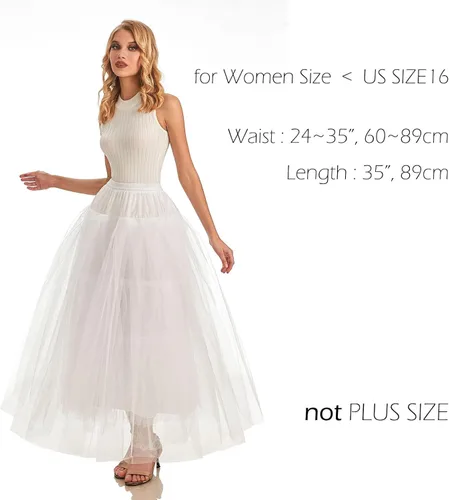Vista 3 de AWSALE Hoopless Enagua Crinoline Slip Underskirt para vestido de novia WPT109, Blanco