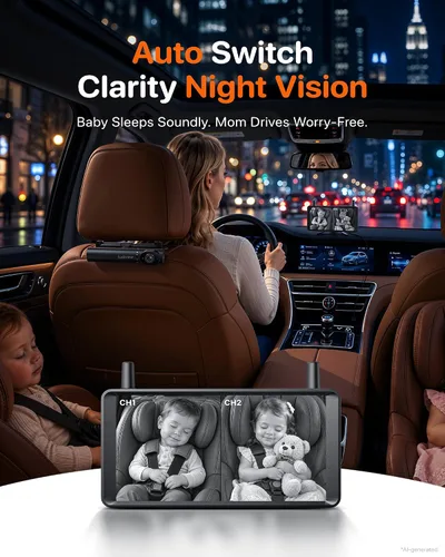 Vista 6 de LUCKVIEW GFD2 Cámara inalámbrica para coche de bebé, monitor de pantalla