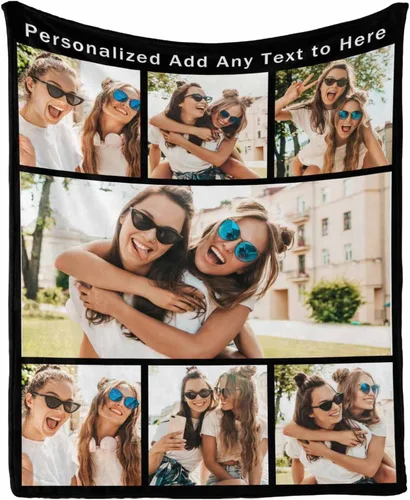 Vista 17 de Manta personalizada con tus fotos favoritas, manta personalizada con mis propias imágenes para familia, mamá, papá, hija, hijo, perro, hermanas
