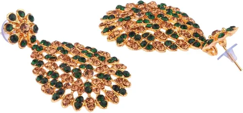 Vista 6 de Efulgenz Crystal Neckalce Set Rhinestone Brown Wedding Bridal Choker Austrian Necklace Earrings with Maang Tikka Head Chain Indian Bollywood Jewelry