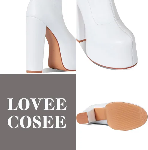 Vista 3 de Lovee Cosee Platform Boots for Women Chunky High Heel GoGo Boots Ankle Booties