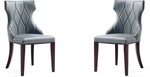 Vista 10 de Manhattan Comfort Reine MDining - Juego de 2, asientos tapizados con costuras de diamante, marco de madera de haya maciza, base de 4 patas, altura