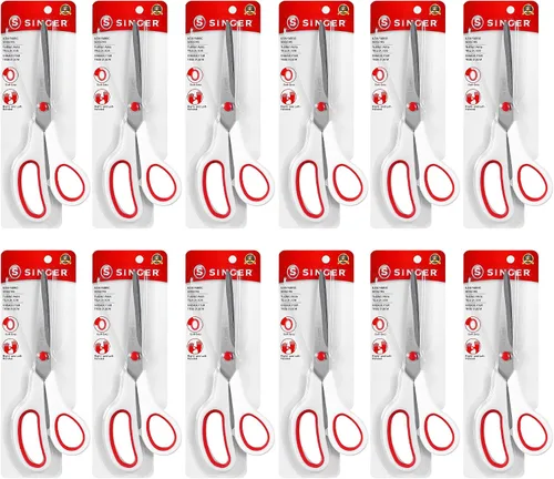Vista 10 de SINGER Tijeras de tela con agarre cómodo, paquete de 1, rojo y blanco