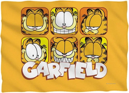 Vista 2 de Trevco Garfield/Faces (impresión delantera/trasera) - Funda de almohada de poliéster de 20 x 28 pulgadas, color blanco, talla única