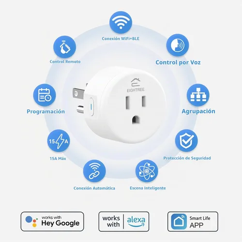 Vista 2 de Enchufe inteligente 5GHz, Enchufe inteligente EIGHTREE compatible con Alexa y Google Home, compatible con WiFi de 5GHz y 2.4GHz, Enchufe inteligente