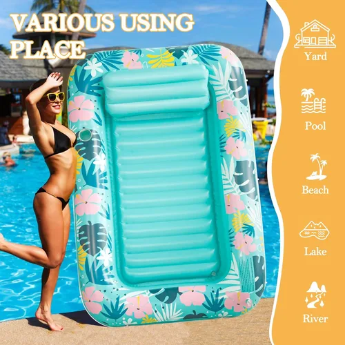 Vista 5 de NOCCUR Piscina de bronceado para adultos – Piscina de bronceado inflable – Flotadores de piscina tamaño adulto flotador de piscina tumbona