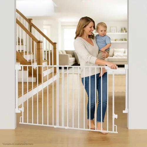 Vista 14 de Cumbor 29.2–43" Puerta de bebé para escaleras, de montaje en pared (se requiere taladrar), puerta para perros expandible sin barra inferior, puerta