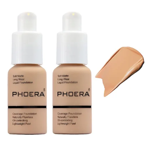 Vista 12 de PHOERA - Base de maquillaje mate, corrector de control de aceite, maquillaje impermeable de larga duración, base de cobertura completa
