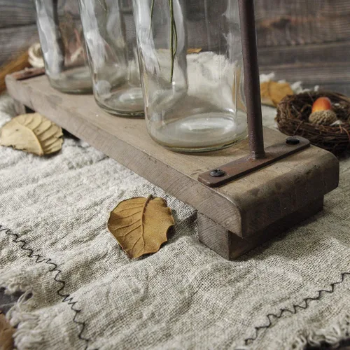 Vista 5 de Juego de floreros rústicos con soporte de estante botellas de vidrio para decoración de centros de mesa