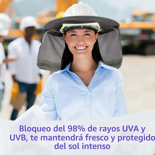 Vista 5 de 4 paquetes de protector solar para casco duro - Visera completa de malla con protección para el cuello y tira reflectante para accesorios de casco
