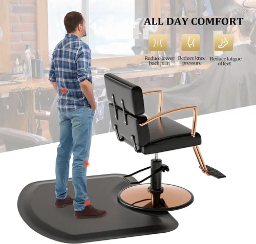 Vista 3 de OmySalon Tapete de peluquería antifatiga para peluquería, grueso tapete para silla de peluquero con corte redondo para peluquería de pie, peluquería