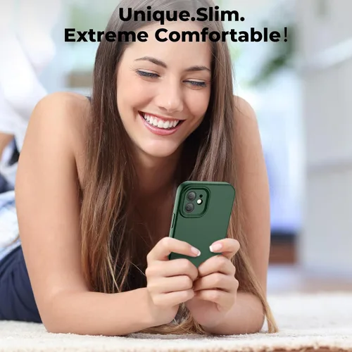 Vista 7 de SUPFINE - Funda diseñada para iPhone 12, silicona líquida premium con [forro de microfibra suave antiarañazos][protección de cámara mejorada], funda