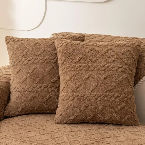 Vista 14 de vctops Fundas de sofá de jacquard geométrico de lujo para sofá de granja, funda neutra antideslizante para sofá seccional, funda suave y cálida