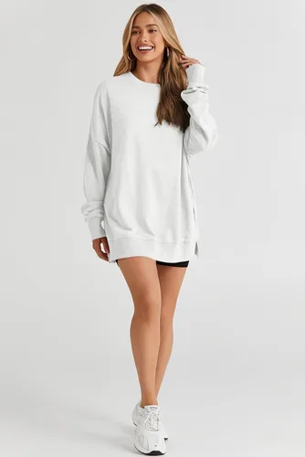 Vista 66 de SHEWIN Sudadera casual de manga larga con cuello redondo para mujer, ligera, holgada