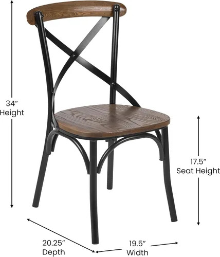 Vista 2 de Taylor & Logan Silla de comedor con espalda cruzada raspada a mano Lara en madera de fruta