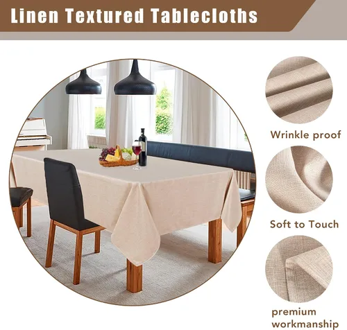 Vista 3 de Fitable - Mantel cuadrado de lino sintético resistente a las arrugas, tela neutral, para mesa de interior o exterior, para cocina o comedor