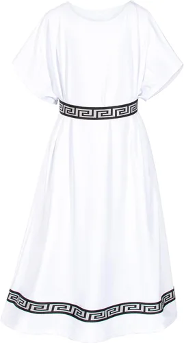 Vista 6 de Yoroka Bata griega para niños de la época medieval disfraz blanco de Toga