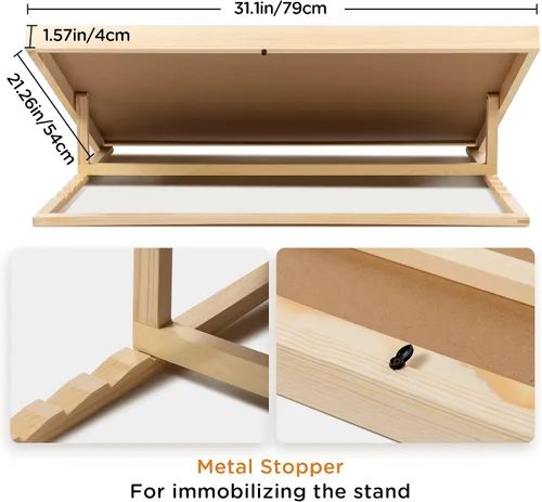 Vista 3 de Lavievert Tablero de rompecabezas de 1000 piezas inclinable con cubierta de madera, tablero de rompecabezas ajustable con caballete/soporte