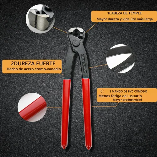 Vista 2 de AKIHISA Alicates de abrazadera de oreja de 9 pulgadas, herramienta engarzadora de acero cromo vanadio, extractor de clavos, herramienta de engarce