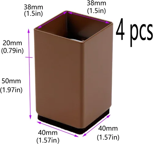 Vista 2 de 4 elevadores de cama de 2 pulgadas, sofá de mesa para muebles, elevador de 1.6 pulgadas de ancho y 2 pulgadas de alto ,Elevadores